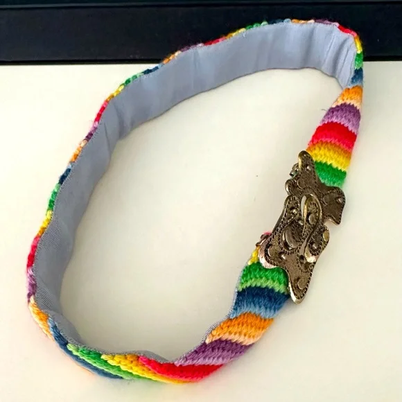 Artisan Handcrafted Colorful Rainbow Woven Belt with  display picture 3